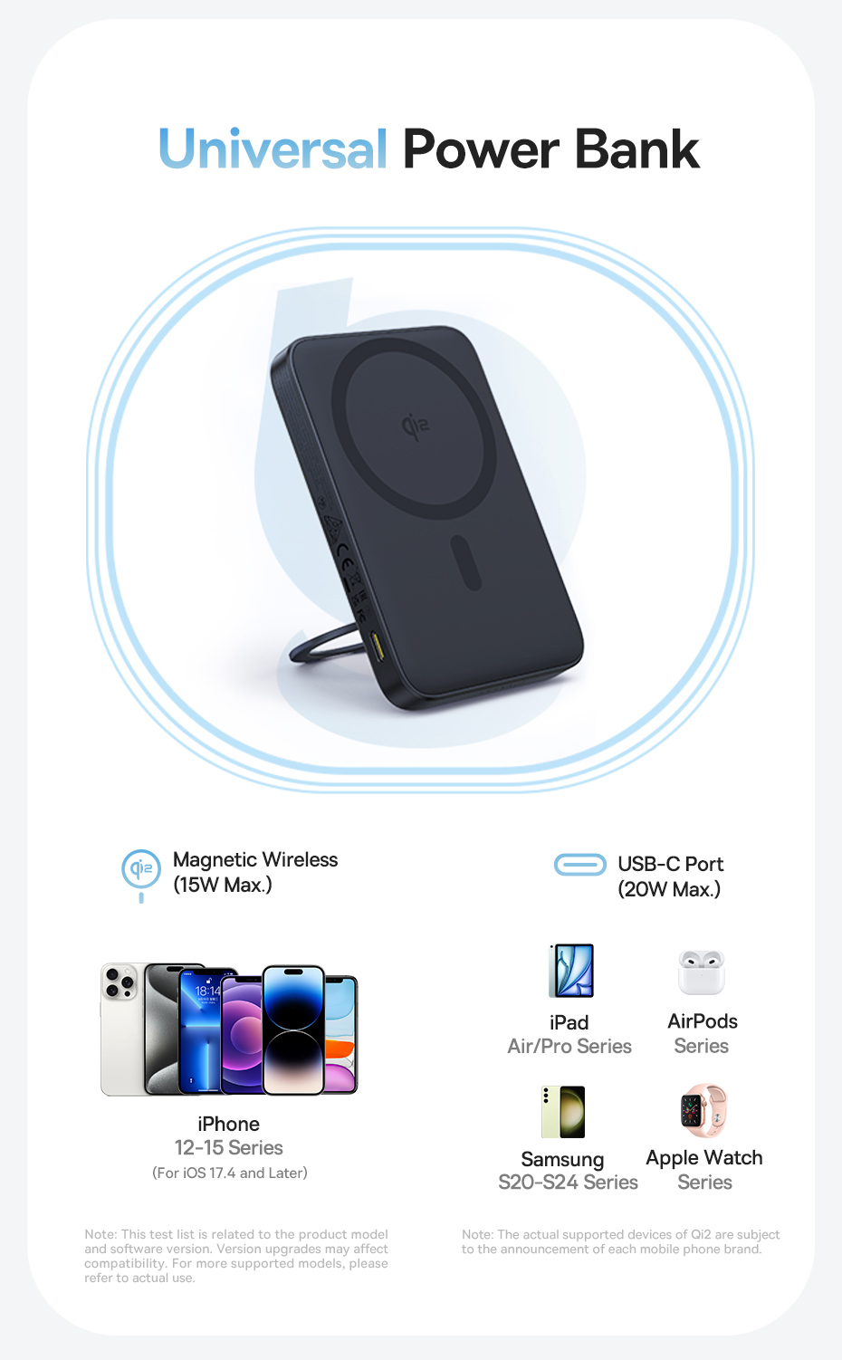 chube Pin dự phòng không dây OS-Baseus PicoGo Qi2 đế xoay 5000mAh
