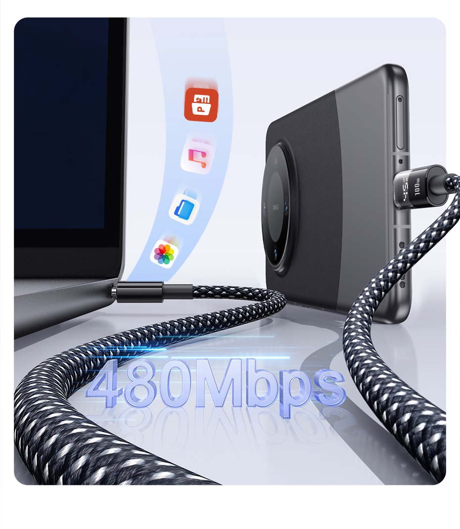 chube Cáp Sạc Nhanh USB to Type-C Baseus Display 2 100W