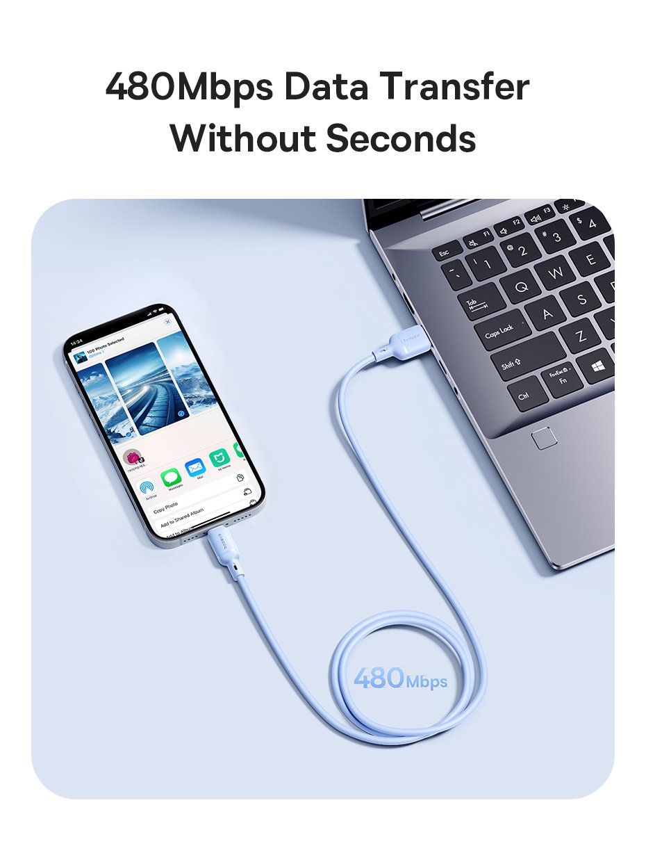 chube Cáp Sạc Nhanh Baseus Silky Series USB to Lightning 2.4A (480Mbps)