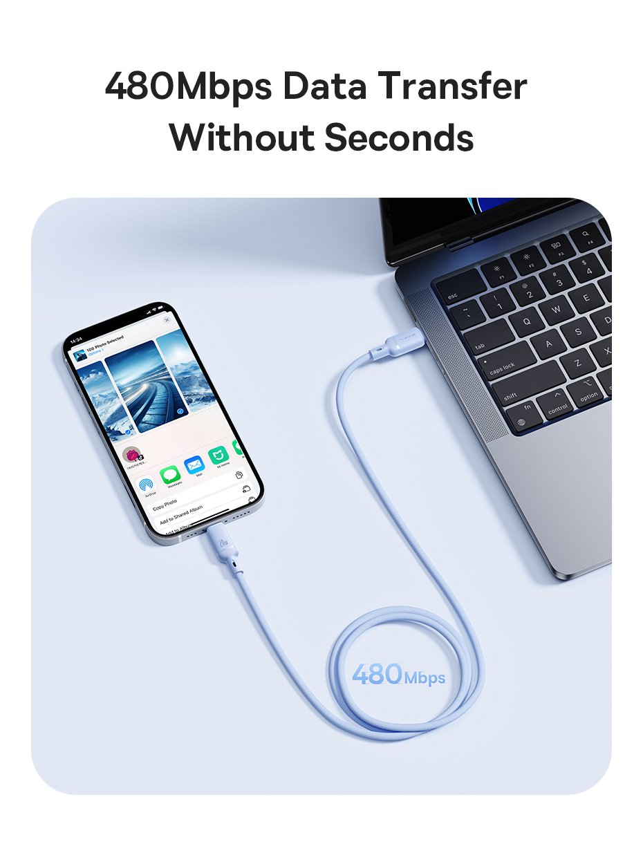 chube Cáp Sạc Nhanh Baseus Silky Series C to Lightning 20W (480Mbps)