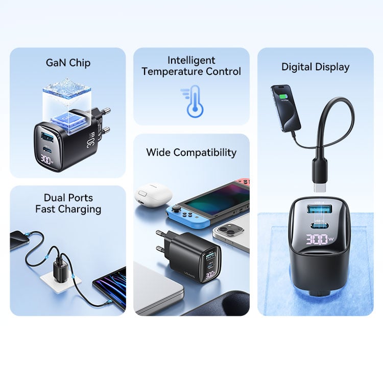 chube Củ Sạc Nhanh 2 cổng USB + Type C USAMS CC229 30W