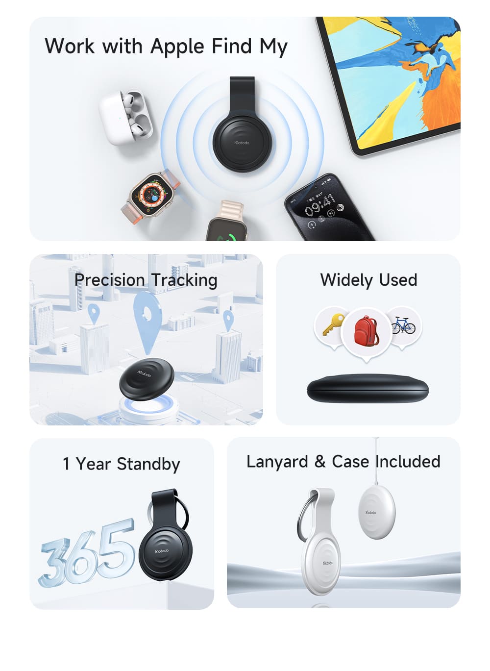Thiết bị định vị Mcdodo giúp tìm lại chìa khóa và ví tiền dễ dàng