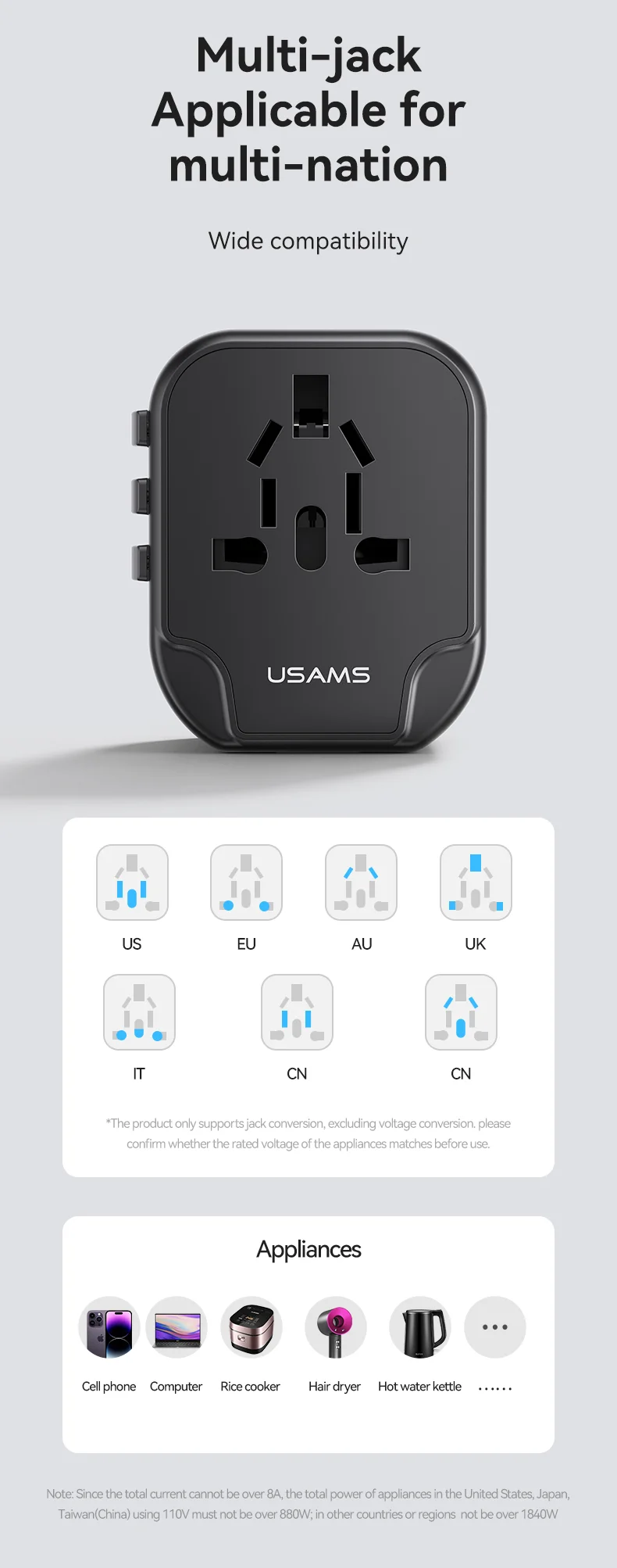 chube Bộ sạc du lịch Usams US-CC173 T55 12W Dual USB-A Universal