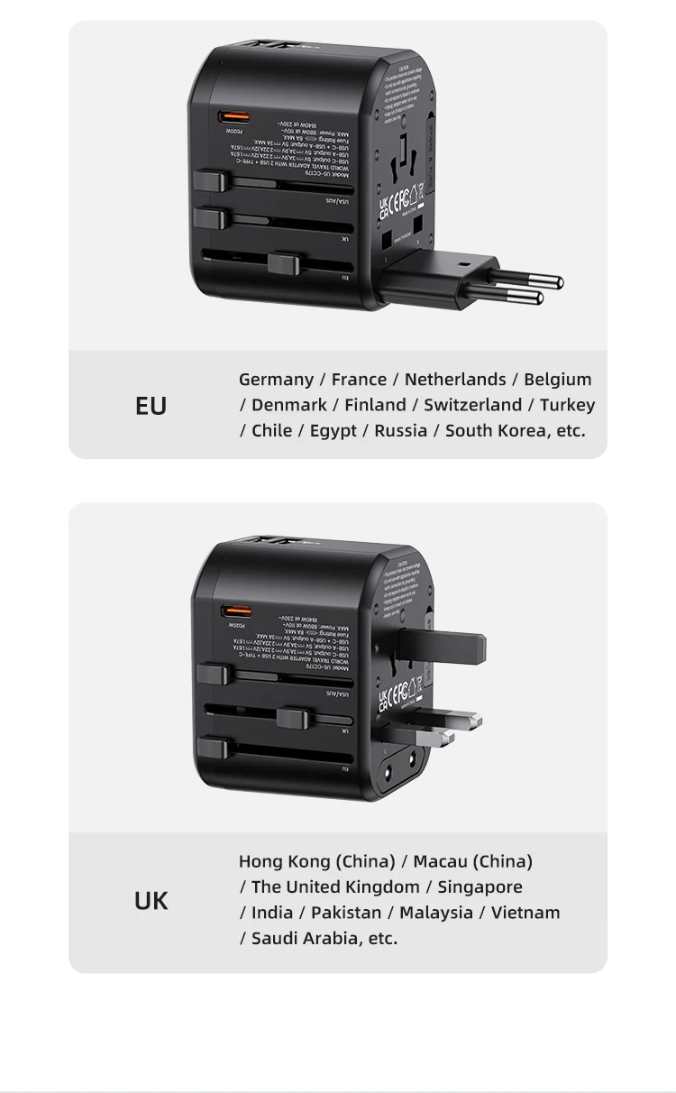 chube Bộ sạc du lịch Usams US-CC179 T59 Dual USB + Type-C PD 20W