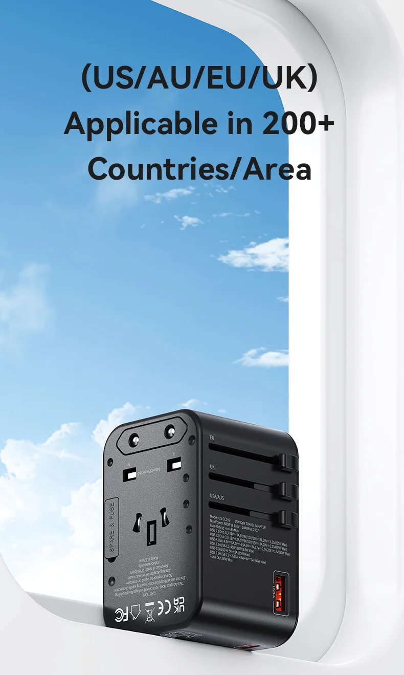 chube Bộ sạc du lịch Usams CC199 T62 65W GaN Fast Charging