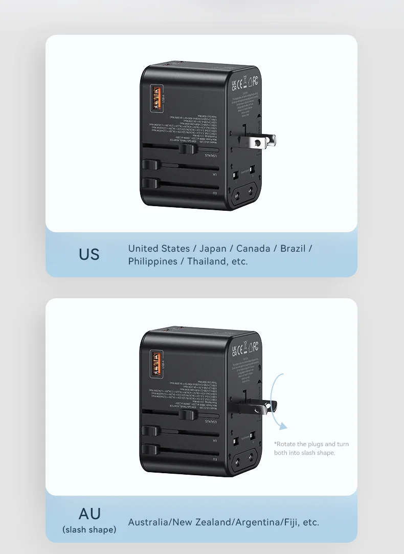 chube Bộ sạc du lịch Usams CC199 T62 65W GaN Fast Charging