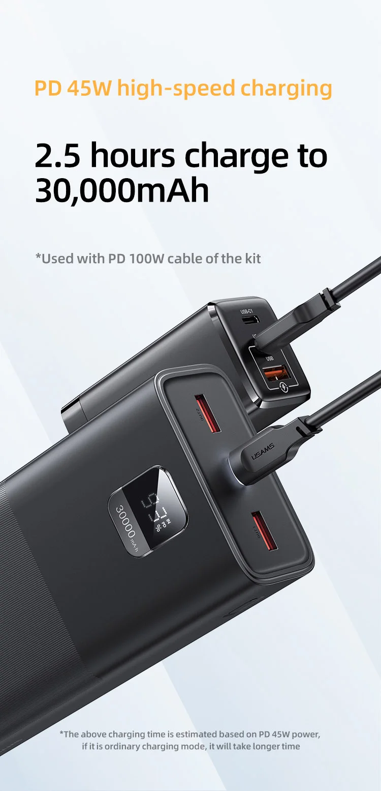 chube Pin Dự Phòng USAMS CD185 30000mAh 65W