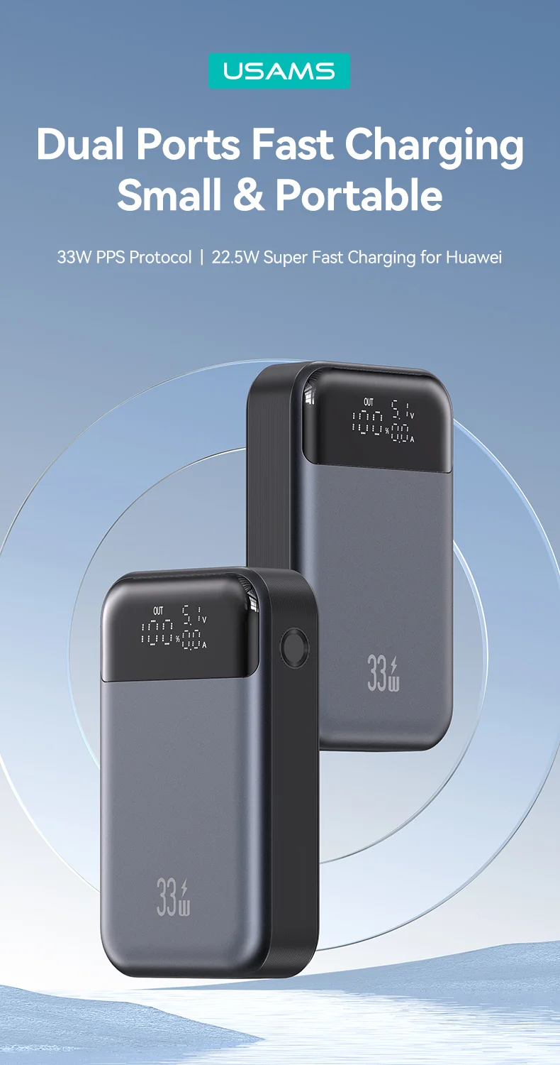 chube Pin Dự Phòng sạc nhanh USAMS CD221 PB74 10000mAh 33W