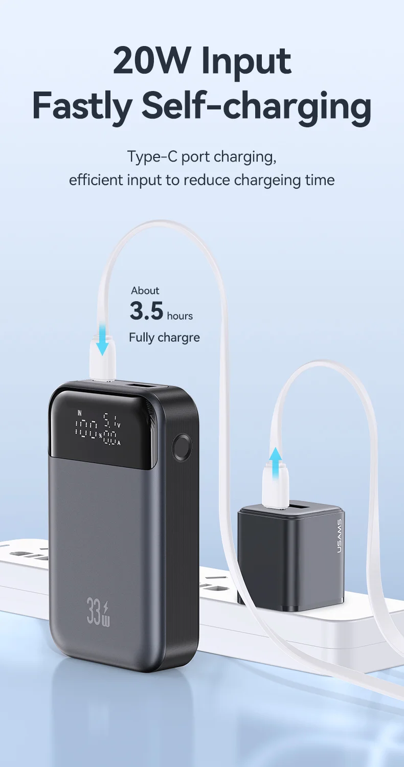 chube Pin Dự Phòng sạc nhanh USAMS CD221 PB74 10000mAh 33W