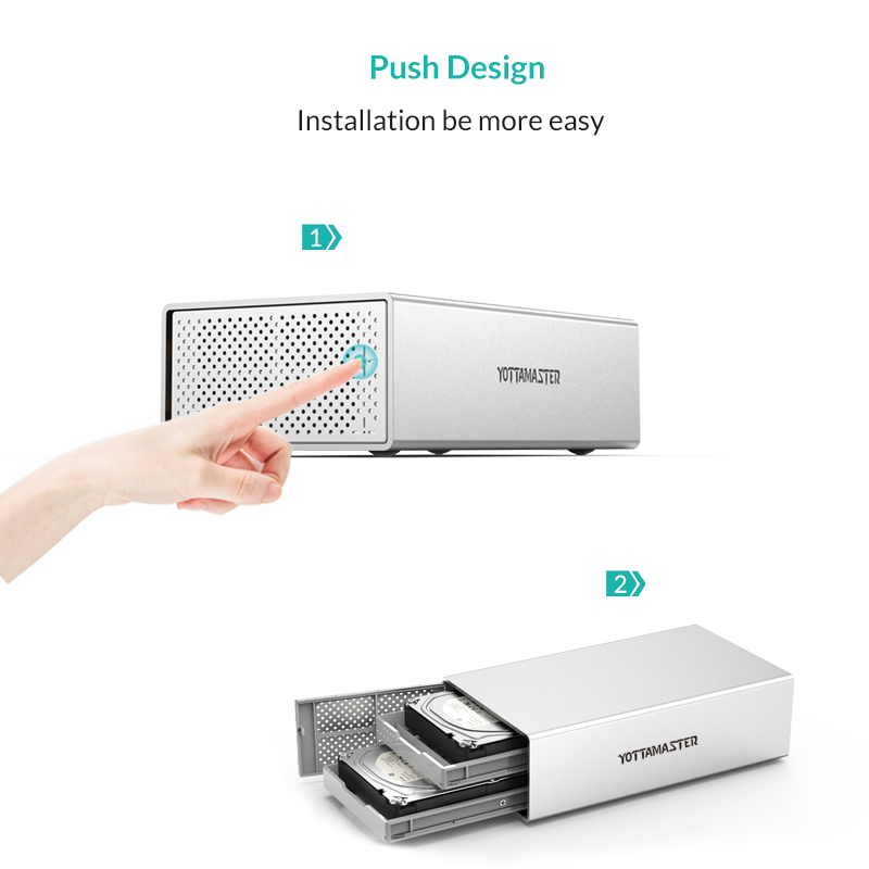 Dock ổ cứng 2 bay 3.5 inch RAID Yottamaster PS200RU3-US-SV góc nhìn 1