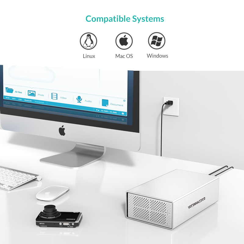Dock ổ cứng 2 bay 3.5 inch RAID Yottamaster PS200RU3-US-SV góc nhìn 2