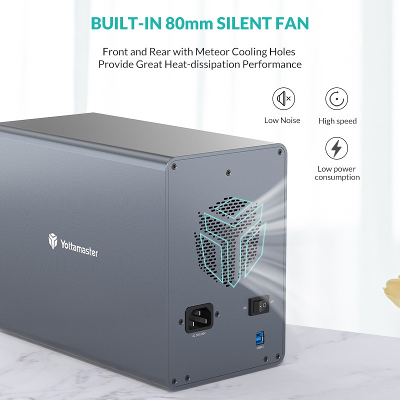 Dock ổ cứng 5 Bay 3.5 inch Yottamaster FS5U3-US-GY - Mặt sau sản phẩm