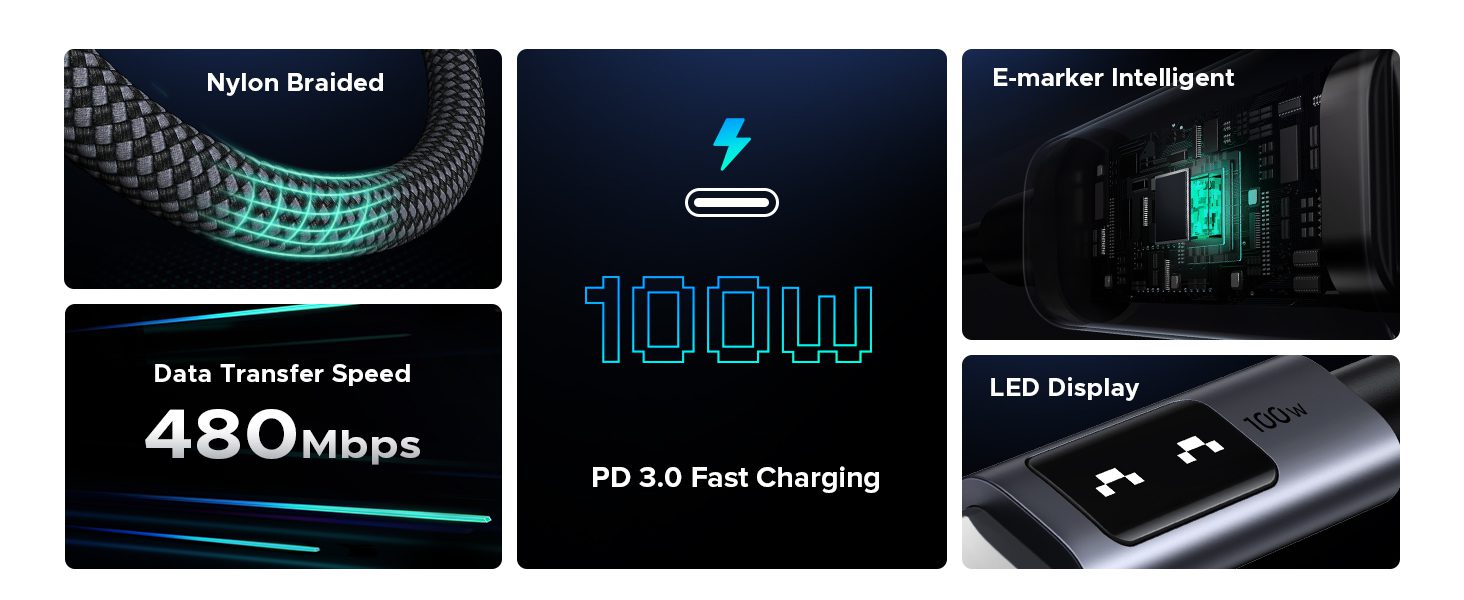 Cáp sạc và truyền dữ liệu type C sang type C 100W Ugreen L509