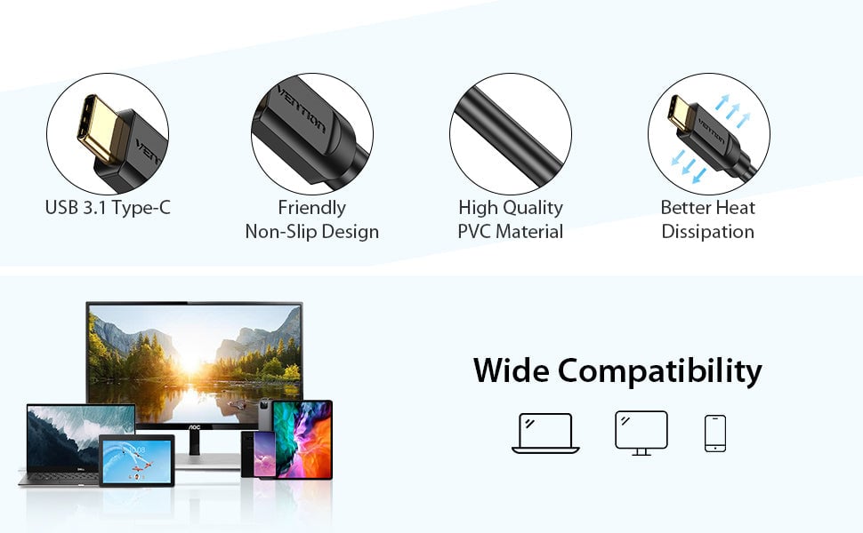 chube Cáp chuyển Type-C to HDMI VENTION CGU 4K/30Hz