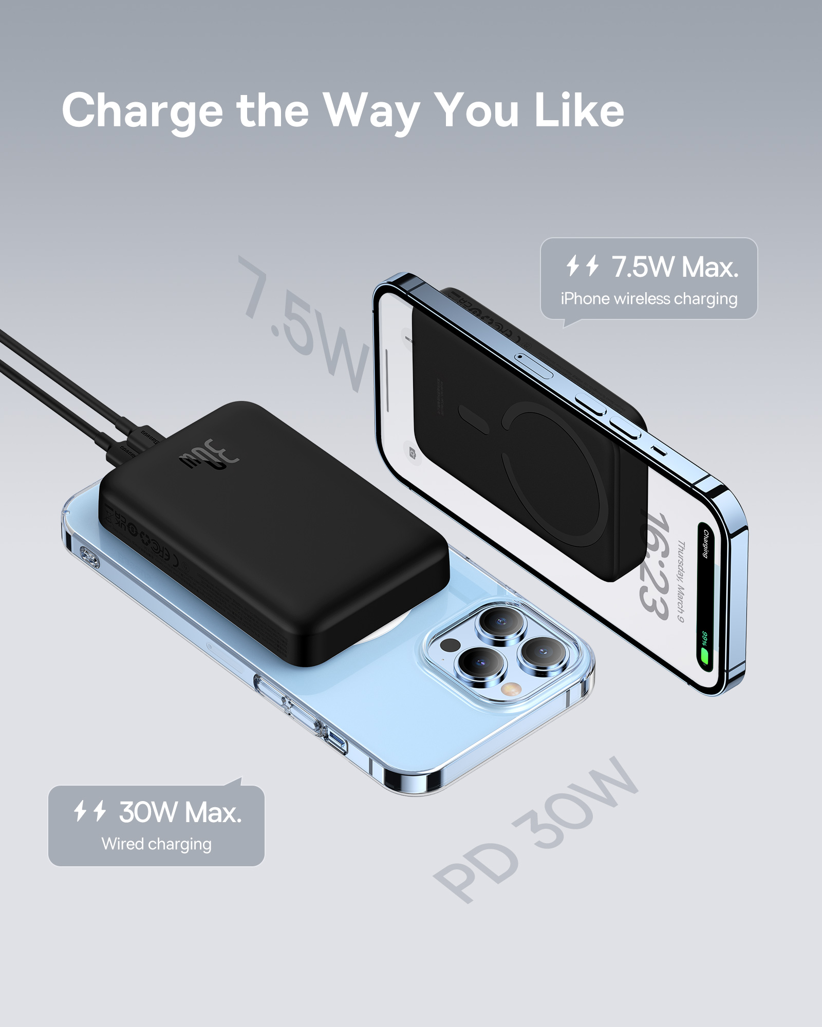 chube Sạc dự phòng 30W OS-Baseus Magnetic Mini Wireless Fast Charge Power Bank 10000mAh