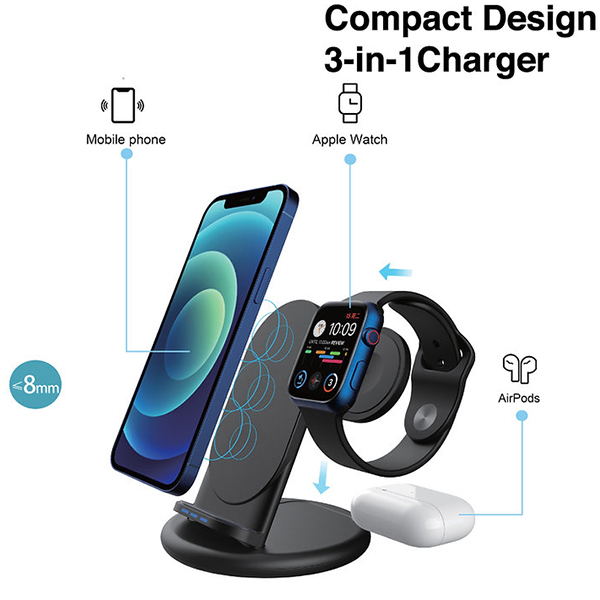 chube Đế Sạc Không Dây Mazer Wi.DESK Trio SWING 3-in-1 Wireless Charger