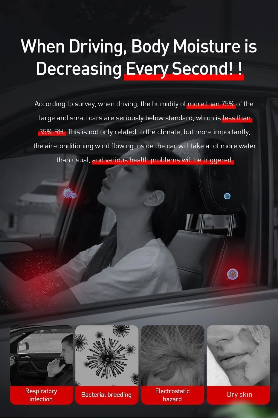 chube Máy phun sương tạo ẩm Baseus Moisturizing Car Humidifier