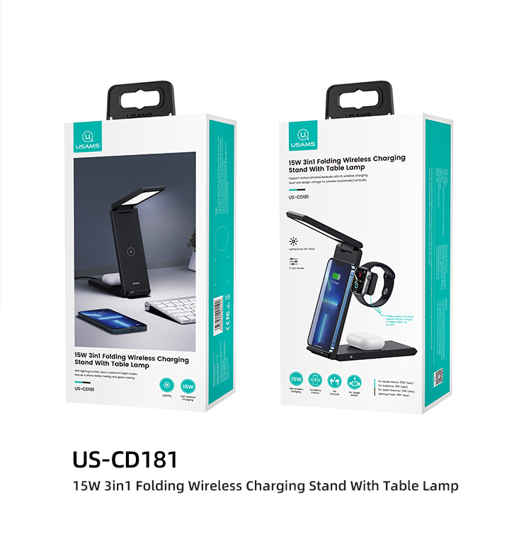 chube Đế sạc không dây Usams US-CD181 15W 3in1