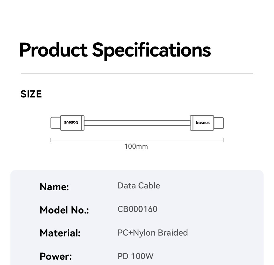Cáp sạc C to C Baseus màu đen mạnh mẽ - chube.vn