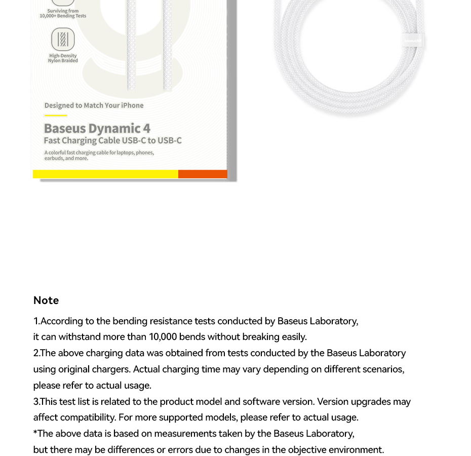Bao bì sản phẩm Cáp Sạc Nhanh C to C Baseus Dynamic 4 Series 100W - chube.vn