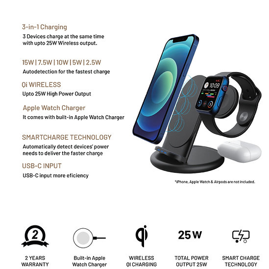 chube Đế Sạc Không Dây Mazer Wi.DESK Trio SWING 3-in-1 Wireless Charger