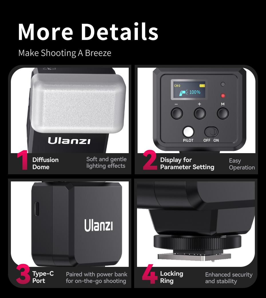 Chân tiếp xúc Hot Shoe tiêu chuẩn tương thích đa dạng dòng máy ảnh số