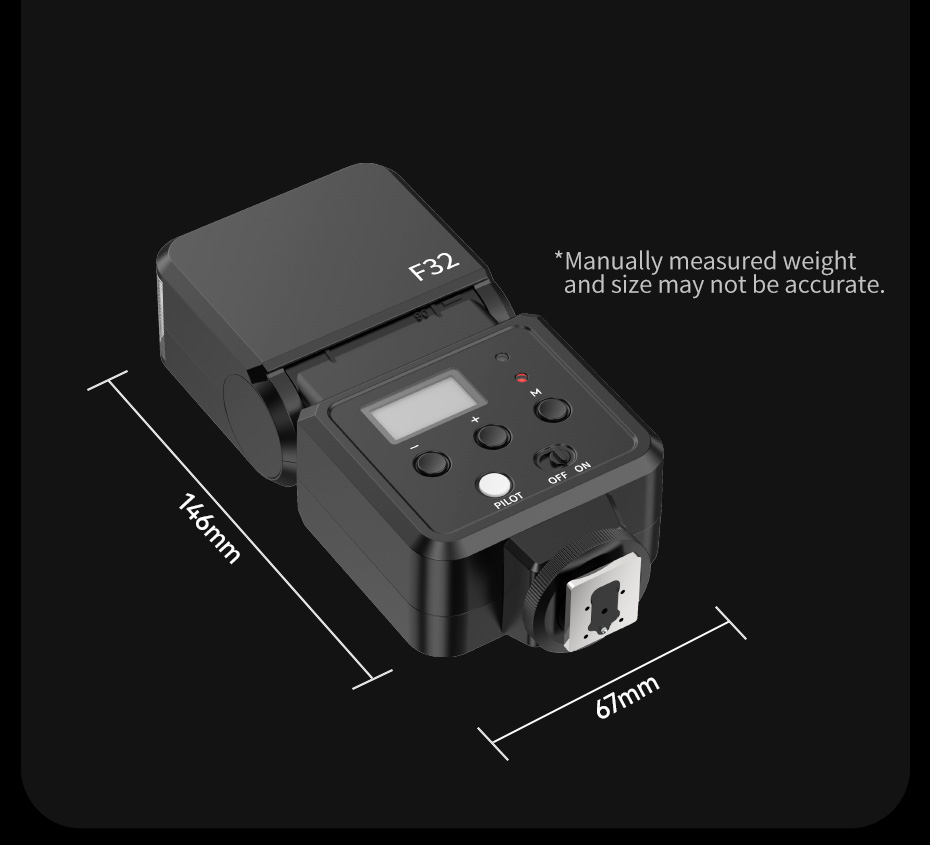 Kích thước thực tế chi tiết của đèn flash máy ảnh Ulanzi F32