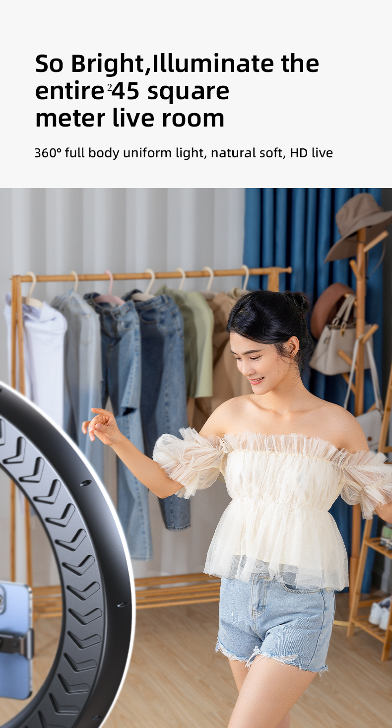 Đèn Livestream Rtako AR-GTB01 Ring Light 18/22 inch - Ba giá đỡ điện thoại tiện lợi