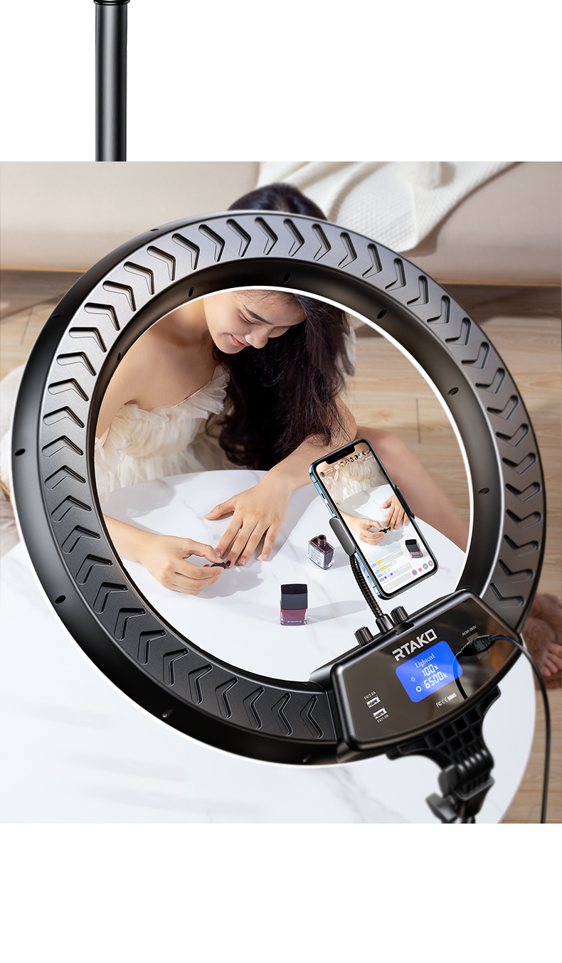 Đèn Livestream Rtako AR-GTB01 Ring Light 18/22 inch - Chi tiết thiết kế mặt sau