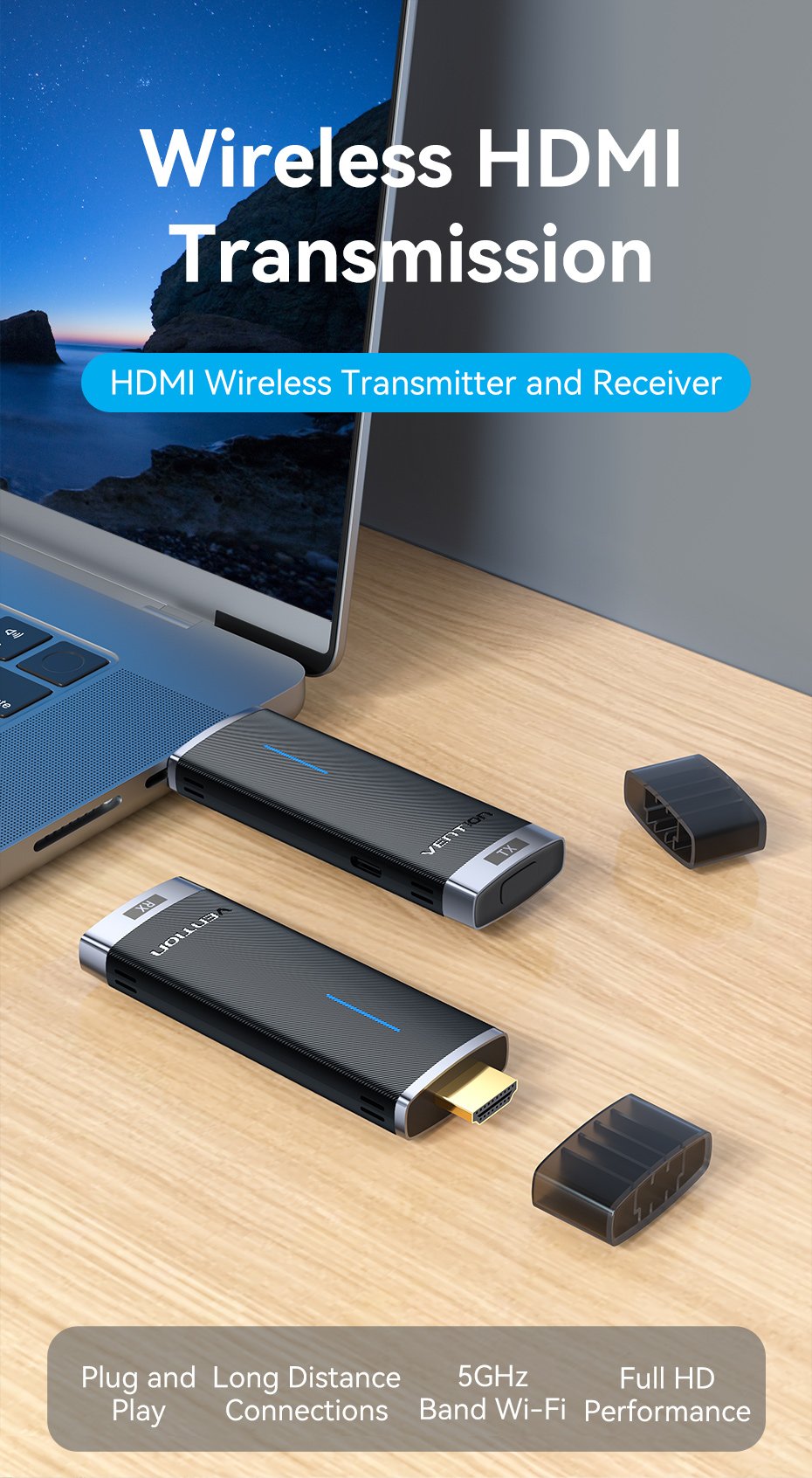 chube Bộ truyền hình ảnh HDMI không dây VENTION ADC