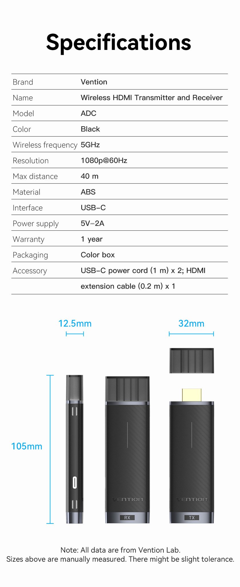 chube Bộ truyền hình ảnh HDMI không dây VENTION ADC