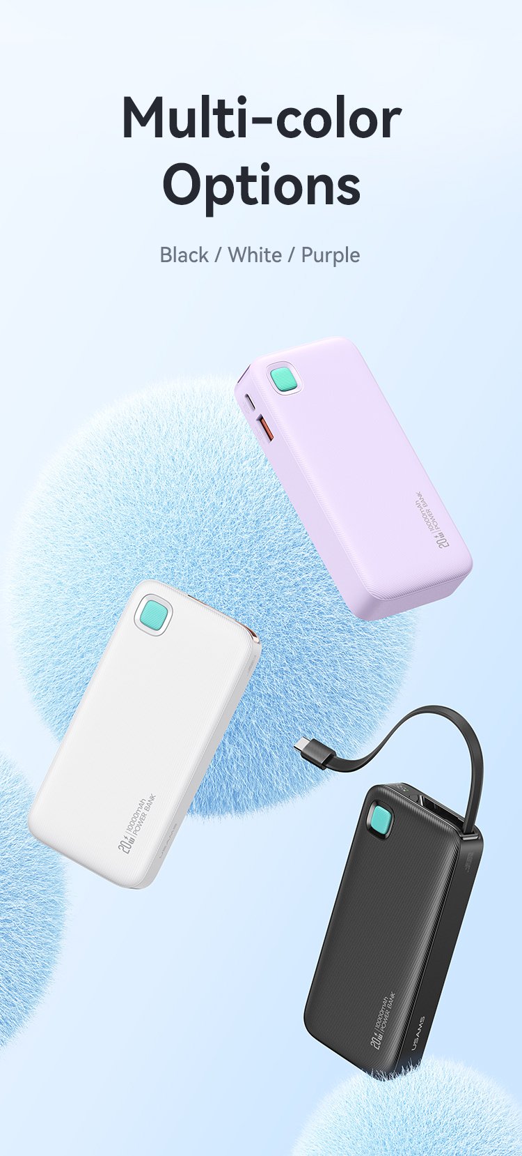 chube Pin Sạc Dự Phòng USAMS CD224 10000mAh 20W