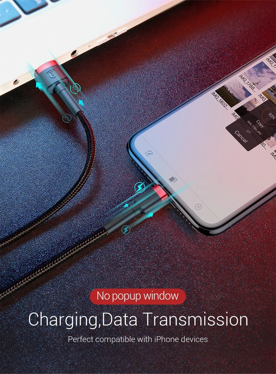 Cáp sạc nhanh Baseus Cafule Lightning, khả năng sạc nhanh và truyền dữ liệu.