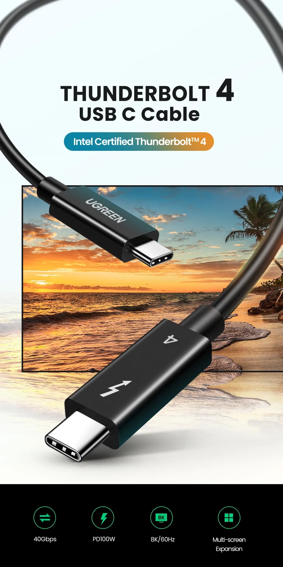 Cáp Ugreen US501 Thunderbolt 4 - Góc nhìn tổng quan