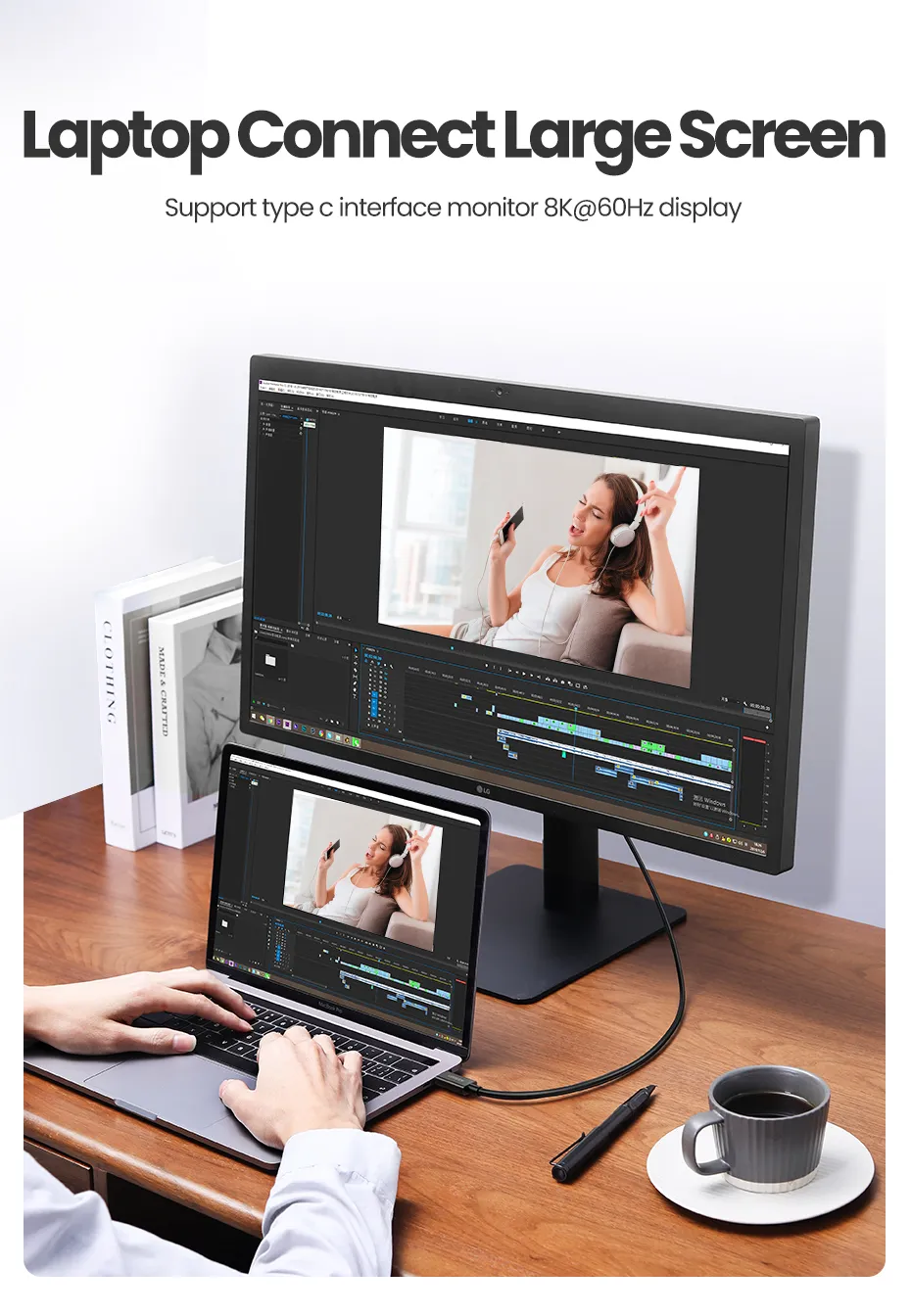 Cáp Ugreen US501 Thunderbolt 4 - Minh họa độ phân giải 8K@60Hz