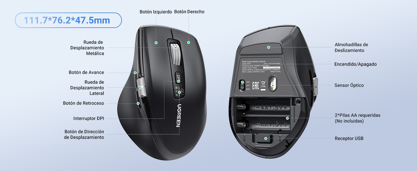 Chuột công thái học không dây Bluetooth Ugreen M751