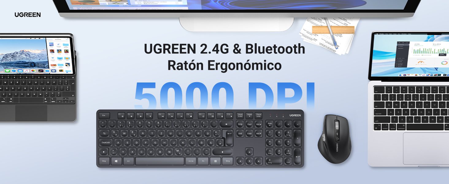Chuột công thái học không dây Bluetooth Ugreen M751
