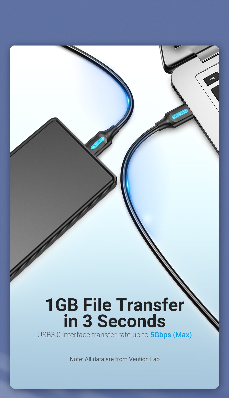 chube Cáp sạc nhanh USB3.0 to Micro-B VENTION COPBD