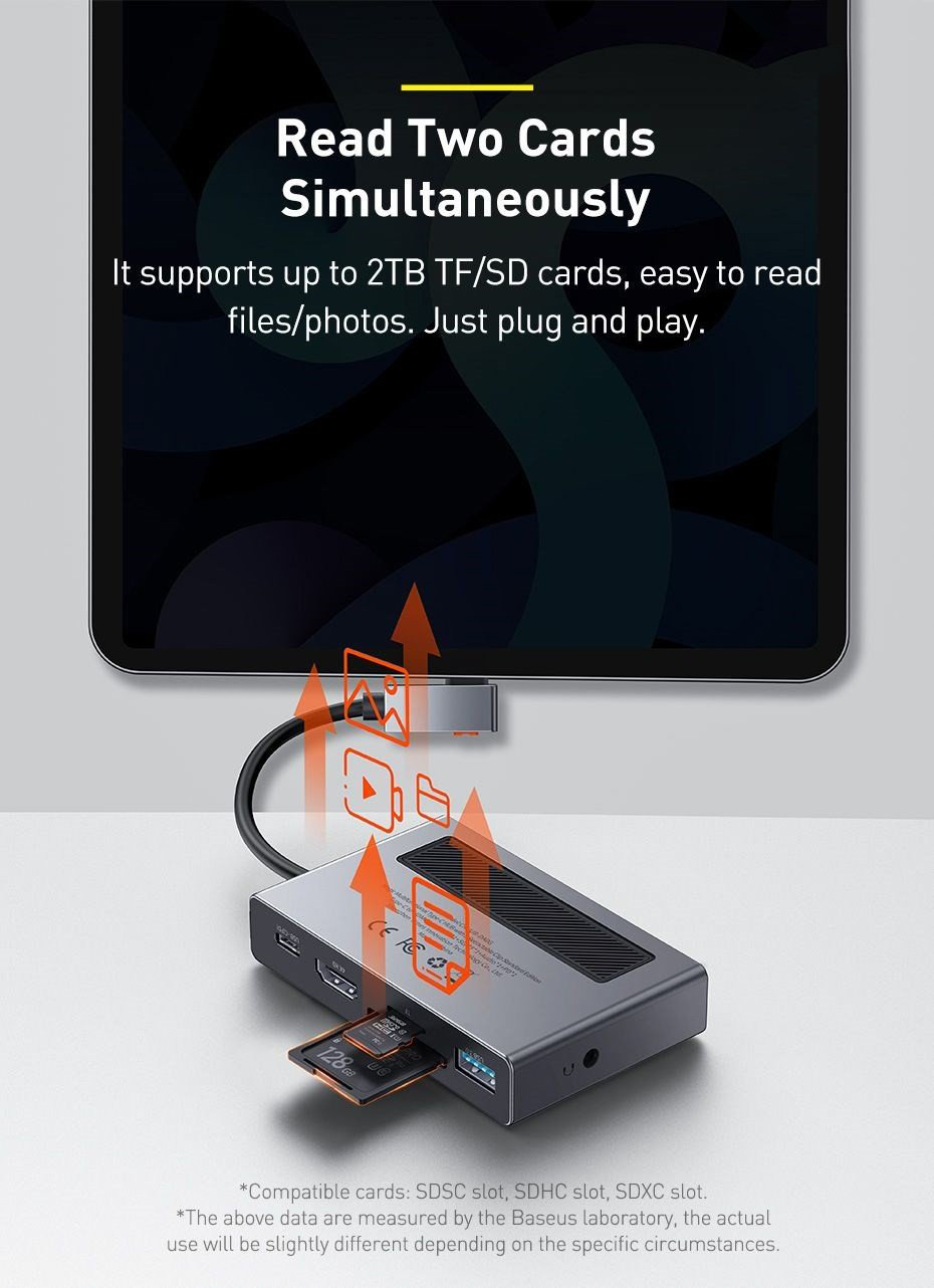 Hub chuyển đổi iPad 6 trong 1 Baseus Magic Multifunctional - Chất liệu hợp kim nhôm cao cấp