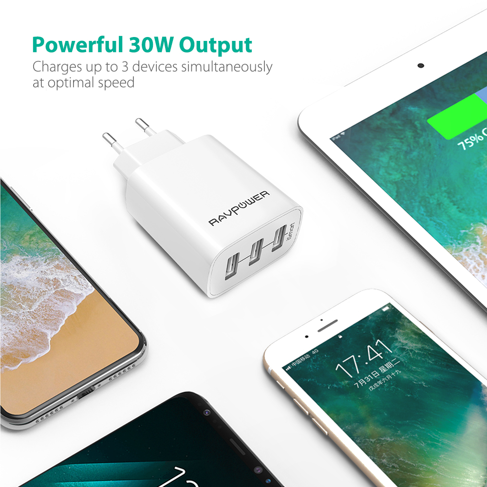 Củ sạc Ravpower 30W RP-UC12 3USB 7.2A iSmart - chube.vn