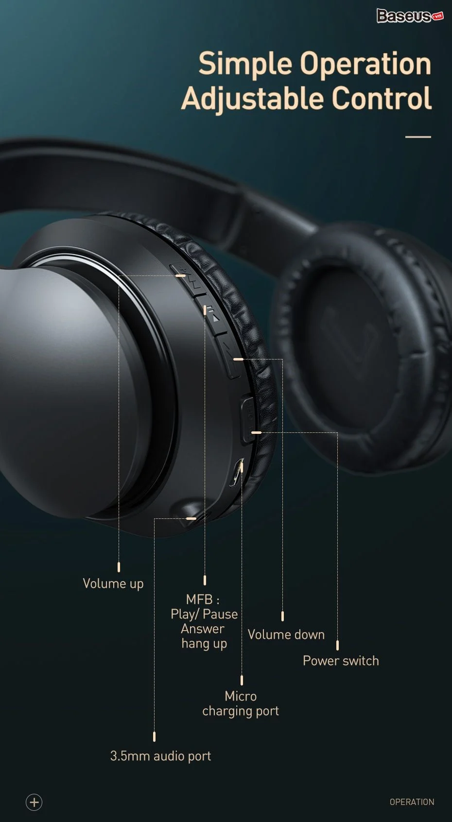 Tai nghe chụp tai Baseus D07 chính hãng