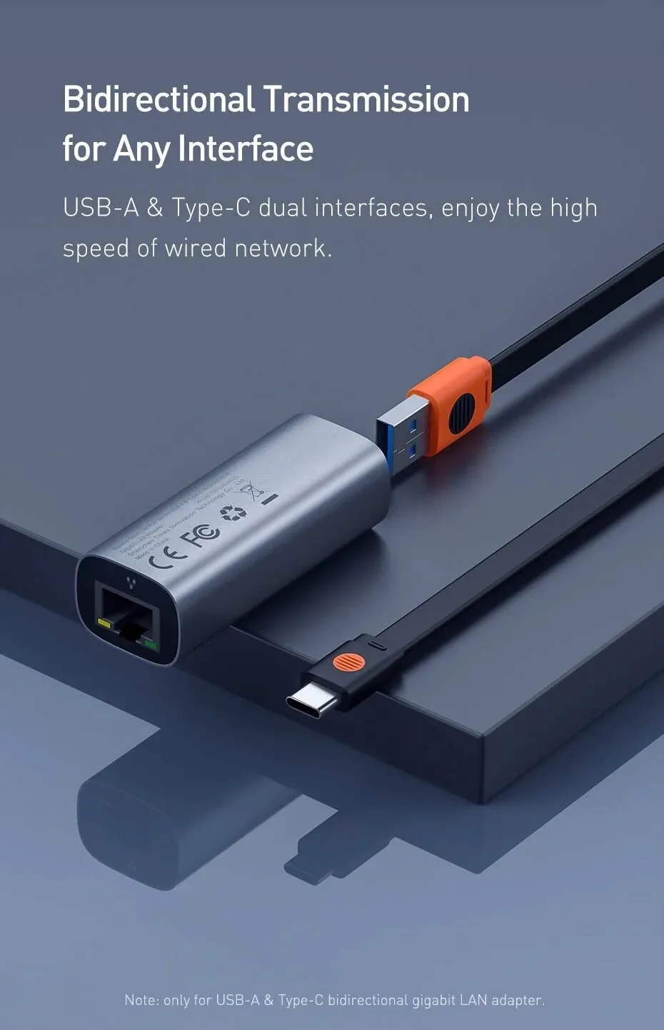 Đầu chuyển cổng USB sang LAN Baseus Steel Cannon Series USB-A - Chi tiết chất liệu hợp kim nhôm