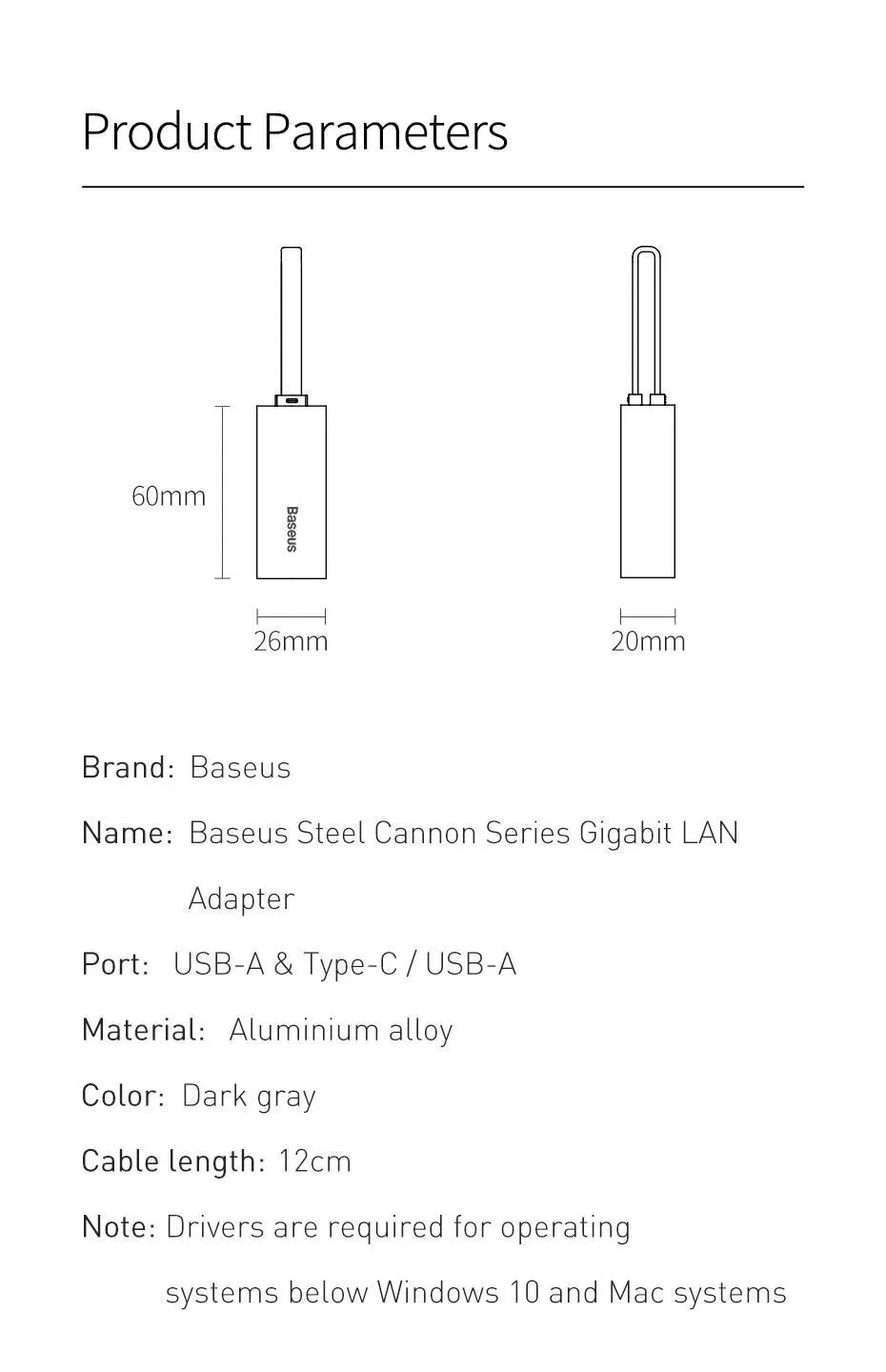 Đầu chuyển cổng USB sang LAN Baseus Steel Cannon Series USB-A - Minh họa tính tương thích