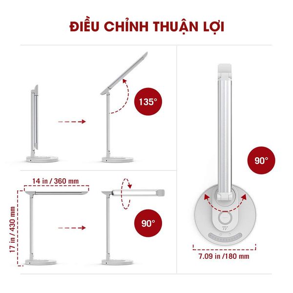 Đèn đọc sách chống cận TaoTronics TT-DL043 kiêm sạc nhanh không dây