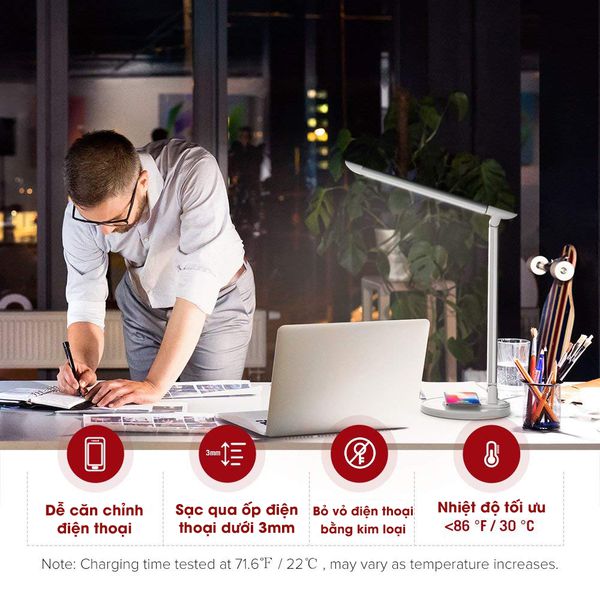 Đèn đọc sách chống cận TaoTronics TT-DL043 kiêm sạc nhanh không dây