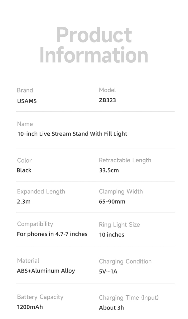 Tripod Tích Hợp Đèn Livestream USAMS ZB323 - Kích thước nhỏ gọn 2