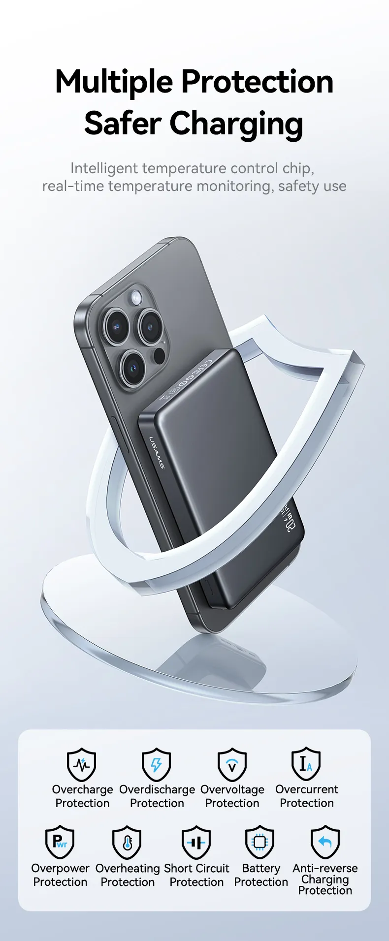 chube Pin dự phòng không dây 20W USAMS CD242 10000mAh