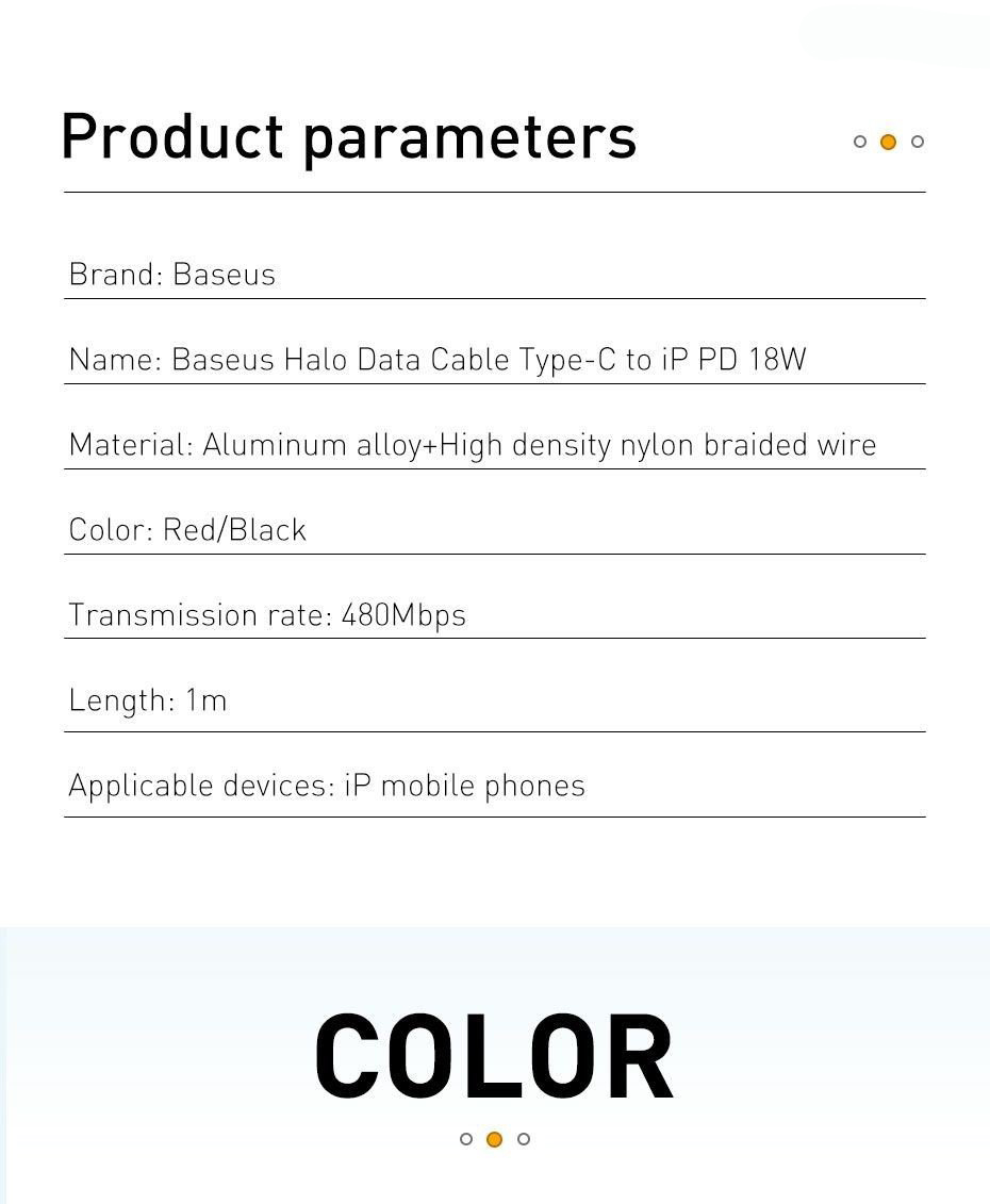 Cáp sạc Type C to Lightning Baseus Halo Data PD LV741 độ bền cao