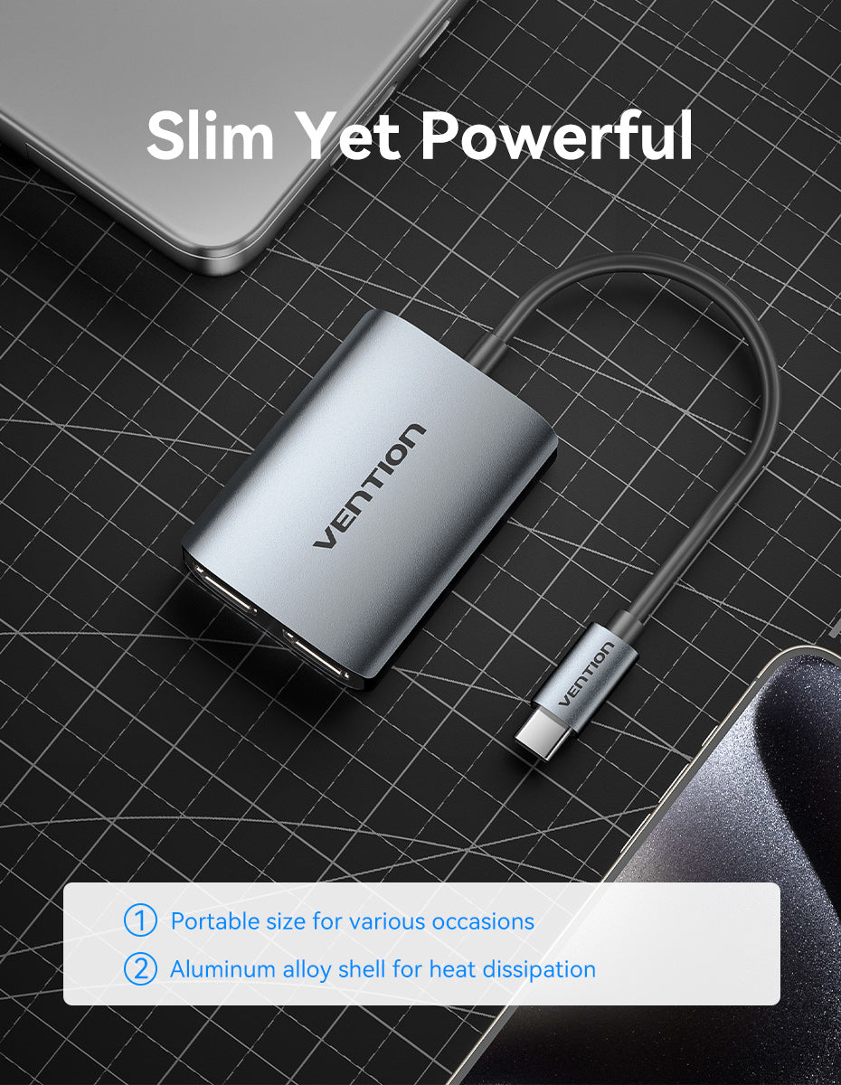 chube Bộ Chuyển Đổi Type-C to Dual HDMI MST VENTION ACZ (4K@30Hz)
