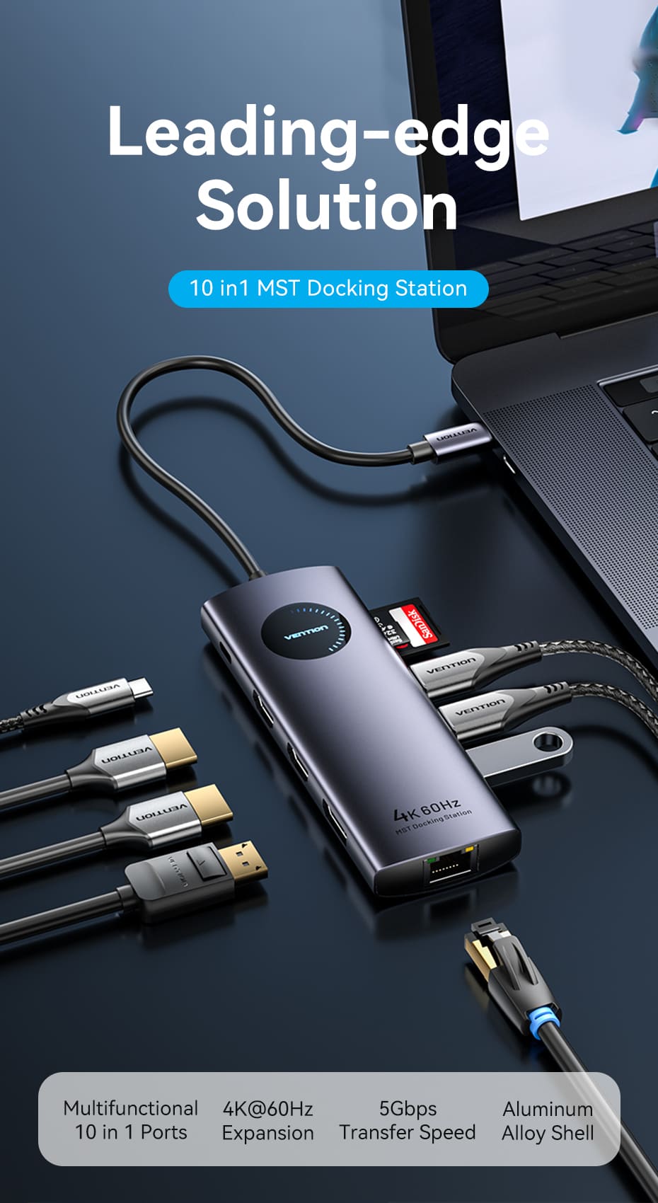 chube Hub Mở Rộng Kết Nối Đa Năng VENTION TQUHB 4K@60Hz